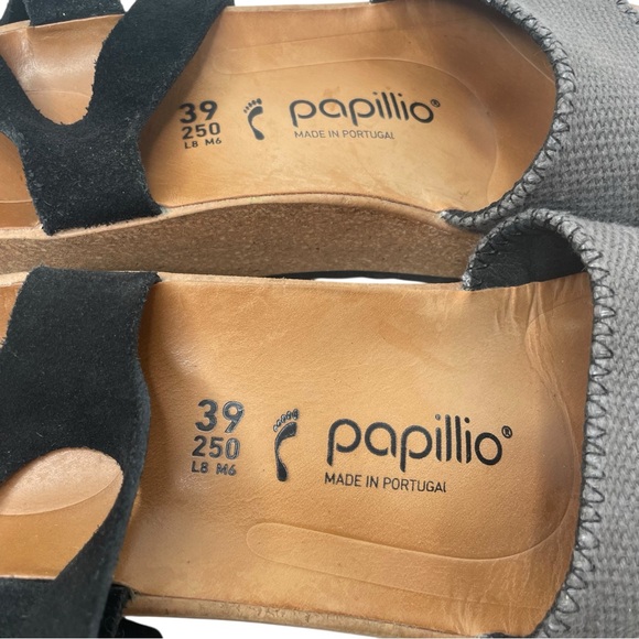 Papillio Black and Gray Glenda Sandals, Wedges, Leather Foot Bed, Size 8, Narrow - Picture 8 of 10